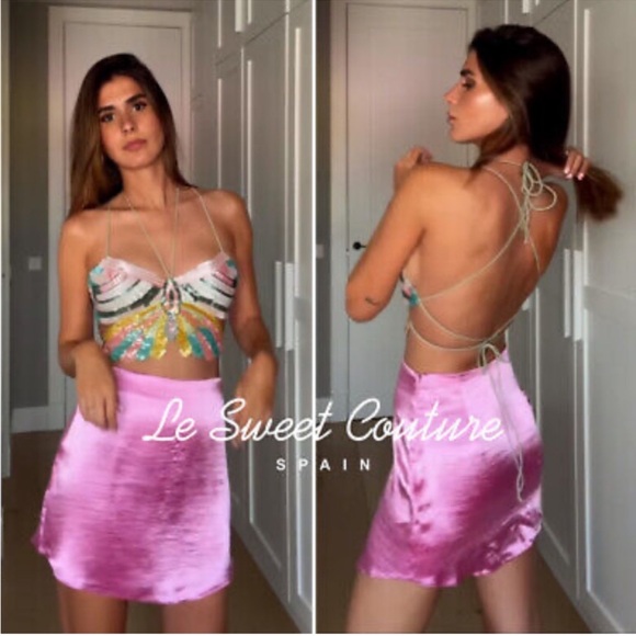 Zara sequin butterfly Crop Festival top New with tags!🦋 - Picture 3 of 16